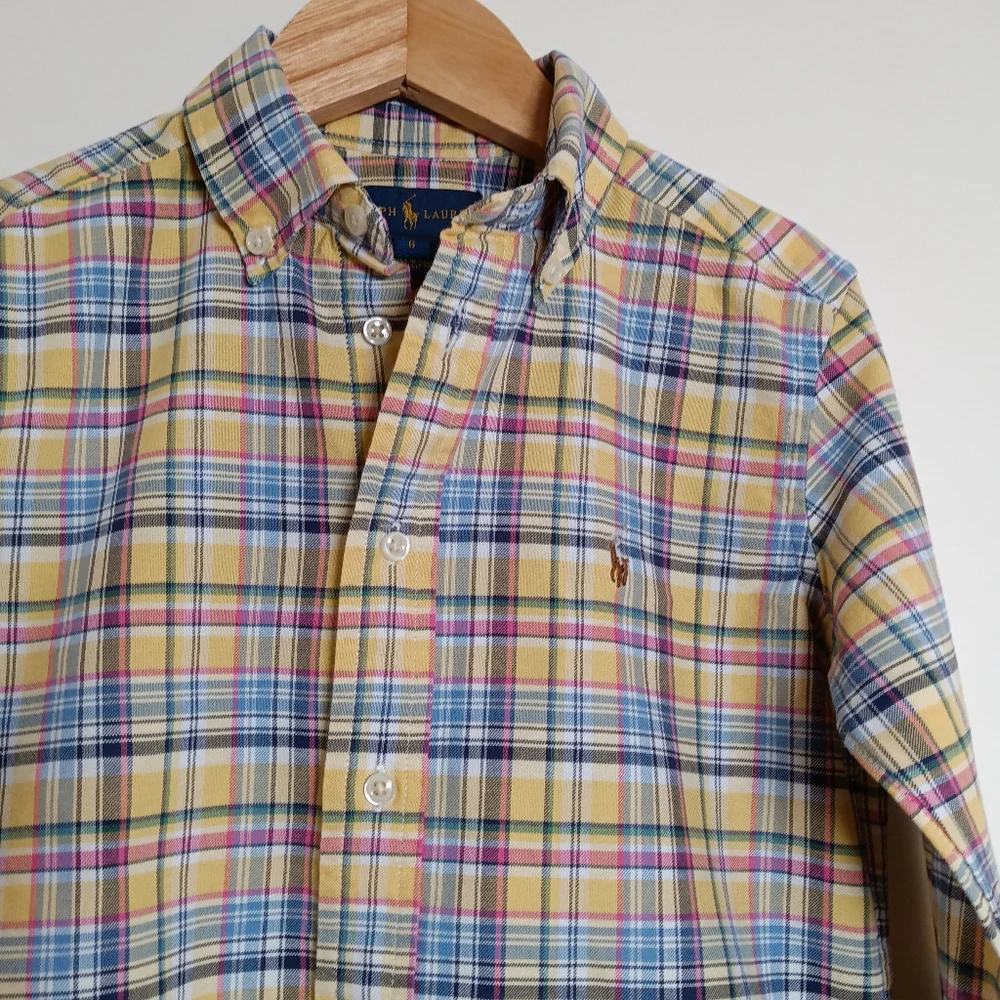 Kids Ralph Lauren Yellow Multi Plaid Cotton Oxford Shirt Size 6